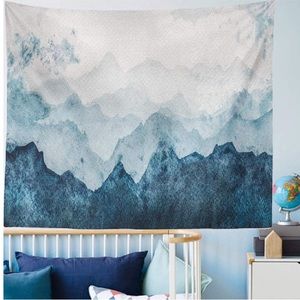 Blue and White Mountain Tapestry